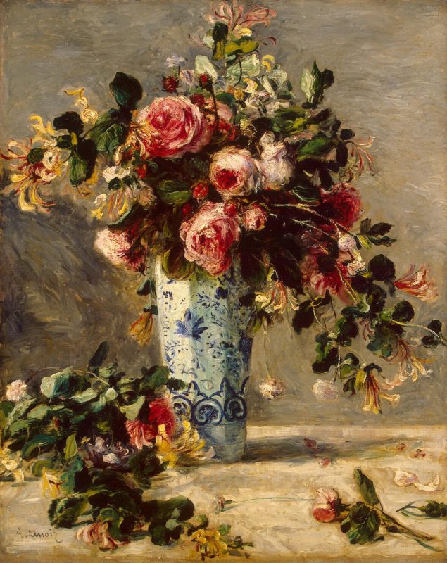 Roses and Jasmine in a Delft Vase, 1890-91