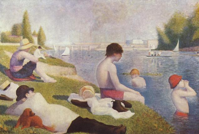 Geogres Seurat, Une baignade à Asnières (Bathers at Asnieres), 1883-84