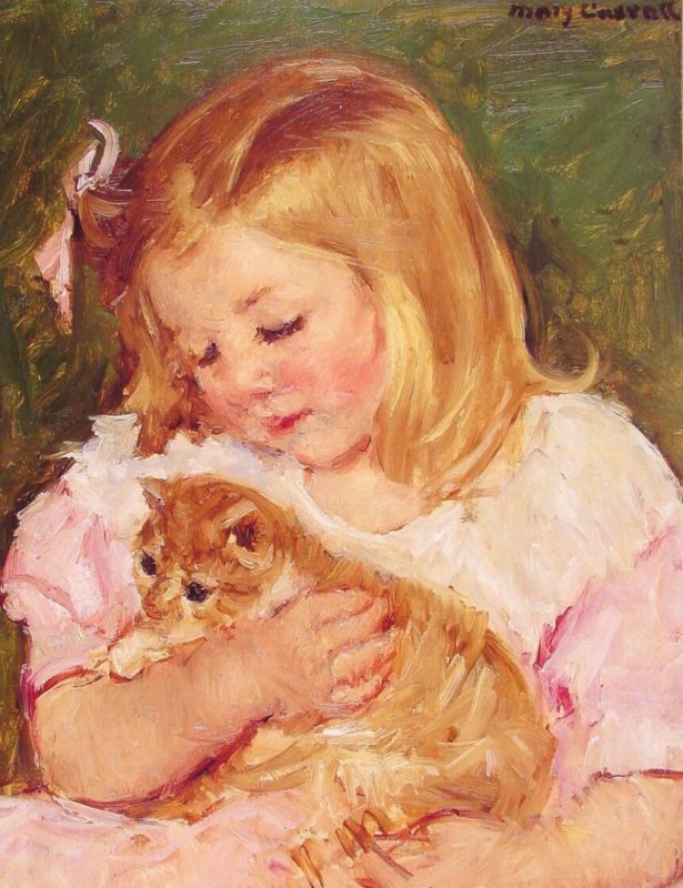 Mary Cassatt-Sara holding a cat